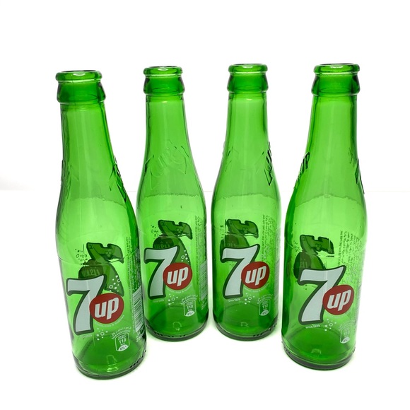 7up Soda Retro 250ml Art Middle East Arabic Script Empty Glass Bottles Set Of 4 - Picture 4 of 5